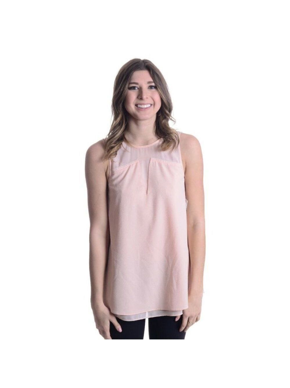 Cooper And Ella Pink Chiffon Sleeveless Top Sz XS
